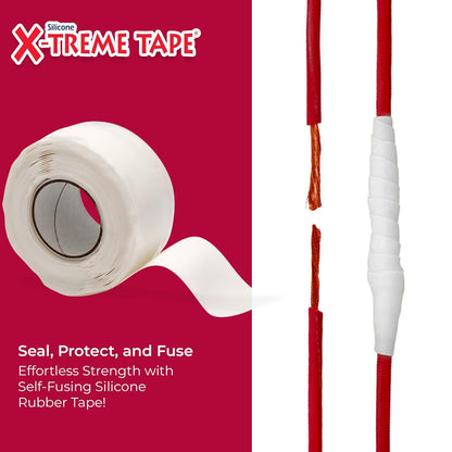 X-Treme Tape MOCAP Heavy Duty Electrical Tape, Self-Fusing Silicone Rubber, Waterproof & Insulating Flexible Tape, Electrical for Hose, Automotive, Outdoor & Repairs - 1" x 10ft Roll - White