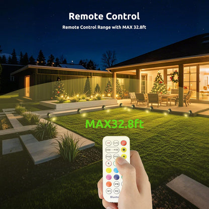 Smart RGBW Spot Lights Outdoor, 8 Pack Low Voltage Landscape Lighting with APP & Remote Control, Waterproof and Timing, Color Changing Outdoor spot Lights for Yard Halloween Christmas Decorations