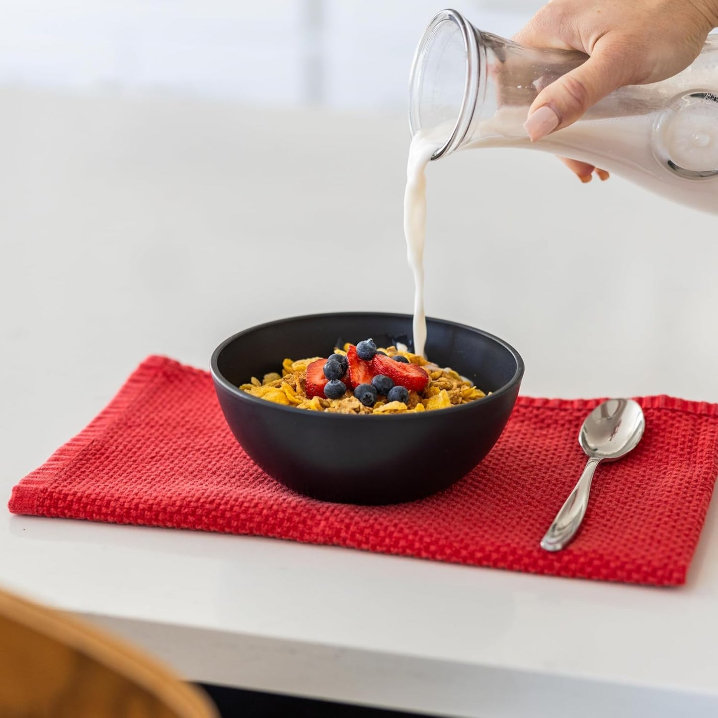 Grow Forward Premium Wheat Straw Bowls - 27oz Microwave Safe Plastic Cereal Bowls Set of 8 for Kitchen, Camping, RV, Dessert, Snack, Soup, Salad, Fruit - Reusable, Unbreakable & BPA Free - Moonlight