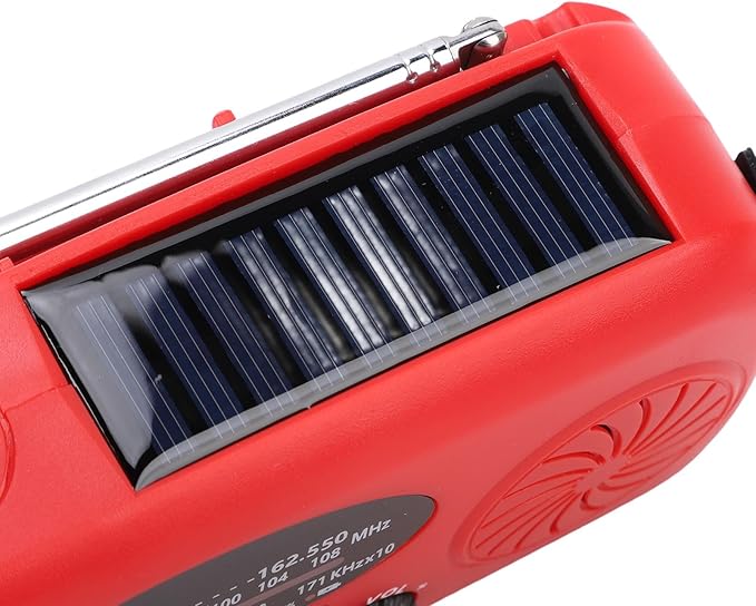 Emergency Radio, NOAA Weather Alert, LED Flashlight, 3 Power Source Emergency Radio Hand Crank, Solar and Battery Powered for Outdoor Emergency Preparedness and Camping
