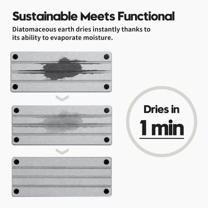 Fast Stone Drying Tray Diatomite Sponge Holder Mat, Kitchen Sink Organizer Sink Caddy, Kitchen & Bathroom Counter Makeup Vanity Dispenser Toothbrush Bottle Soap Dish Rack,Light Gray, 10" x 4"