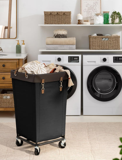 StorageWorks 160L Laundry Basket with Wheels, Large Rolling Hampers for Clothing Organizer, Dirty Clothes Basket for Hotel, Home, Closet, Dorm, Black
