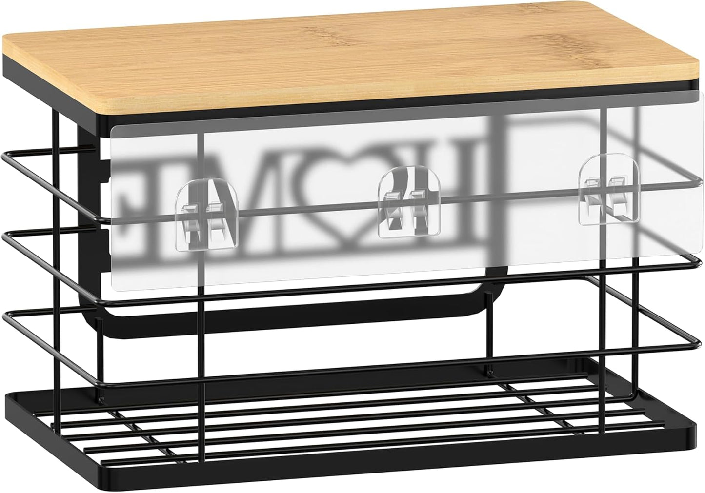 Trash Bag Holder, Thipoten Trash Bags Dispenser with Bamboo Top, Suitable for Garbage Bags Purchased Online or Supermarket, Perfect Storage Organizers for Cabinet, Under Sink (Black, Extra Large)