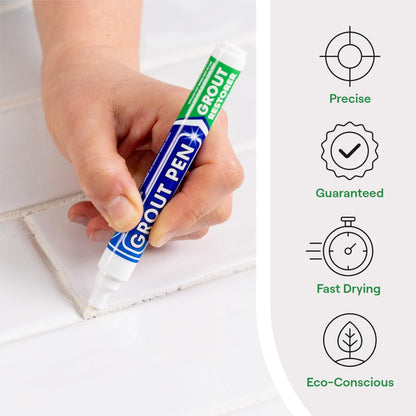 Grout Pen White Tile Paint Marker: Waterproof Grout Paint, Tile Grout Colorant and Sealer Pen - White, Narrow 5mm Tip (7mL)