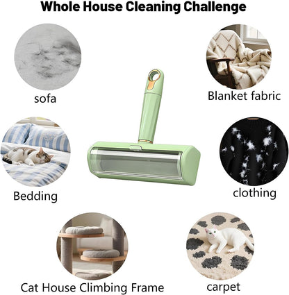 Pet Hair Remover Lint Roller - Washable Reusable, Static Adsorption for Cat Dog Hair Removal On Furniture, Sofas, Bedding, Carpets，Pet Hair Removal Tool，Dog Hair Remover，Lint Remover (Green)