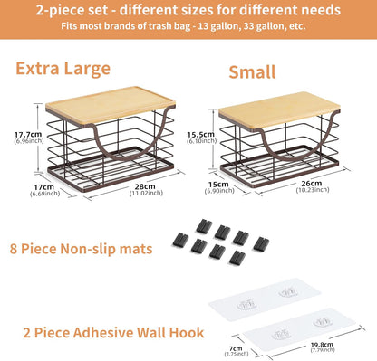 Extra Large Trash Bag Holder Under Sink Stackable Kitchen Storage 2 Pack, Pantry Organizers and Storage, Wall Mounted Garbage Bag Dispenser Roll Holder for Laundry Room and Kitchen