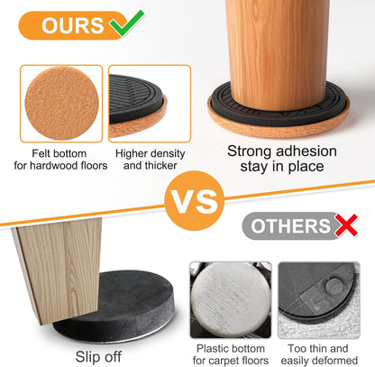 Felt Furniture Sliders for Hardwood Floors, PISAO 16 PCS 3 ½” Heavy Duty Furniture Movers - Unique Non-Scratch Design, Thick Felt Pads for Hard Surfaces, Move Large Furniture Easily