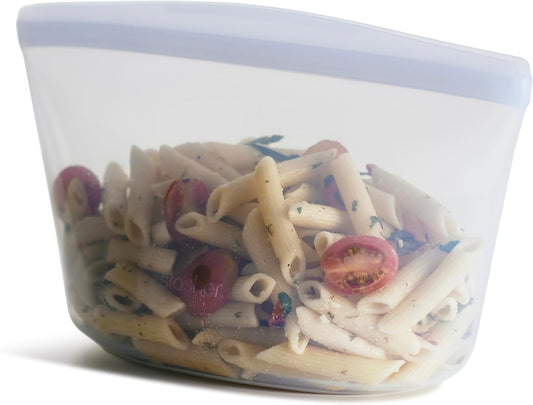 Stasher Premium Silicone Reusable Food Storage Bowl, 6-Cup, Clear, Microwave, Sous Vide, Dishwasher, Oven and Freezer Safe, Travel Container, BPA Free, Leak-free, Eco-friendly