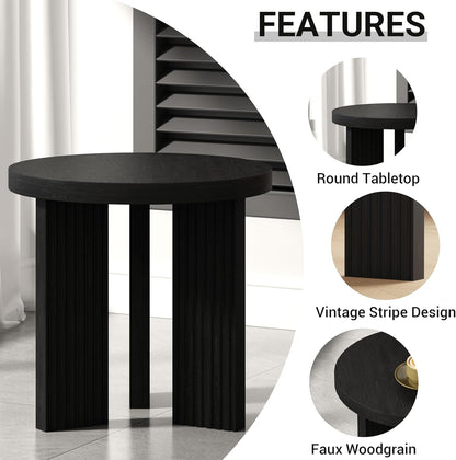 Small Round Side Table, 17.52" Coffee Table with Smooth Thick Mesa, Circle End Table with X Shaped Stable Legs, Accent Tea Table for Living Room, Office, Black