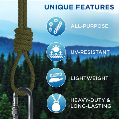 TECEUM Cotton Rope 3/16” (5 mm) – 50 FT – Strong All-Purpose Braided Rope – Natural Cotton – for Crafting, Сamping, Clothes Line, DIY, Indoor & Outdoor Use – Army Green