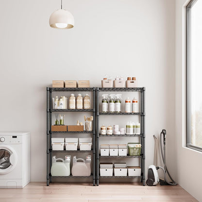 1250 lbs 5 Tier Shelf Metal Storage Shelves Shelving Wire Rack Heavy Duty Closet Organizers for Garage Kitchen Bathroom Laundry Black 13.8" D x 29.5" W x 59.5" H