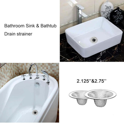 14PCS Drain Mesh Basket, 2.125'' & 2.75" Bathroom Mesh Sink Drain Strainer Screen Cover Small Slop Basket Filter Trap Tub Drain Screen Hair Catcher for Lavatory RV Shower Floor Utility Drain