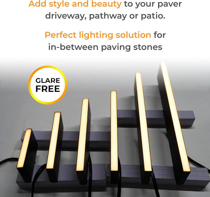 LUMENGY Paver Light Slim 0.5x14 Inch(0.55 x 13.77 inches) Glare-Free Steel Lighting for Pavers, Brick, Walls, Driveways, Walkways & Pathways, 2700K Warm White, Waterproof, Drive-Over, 12V AC/DC Wired.