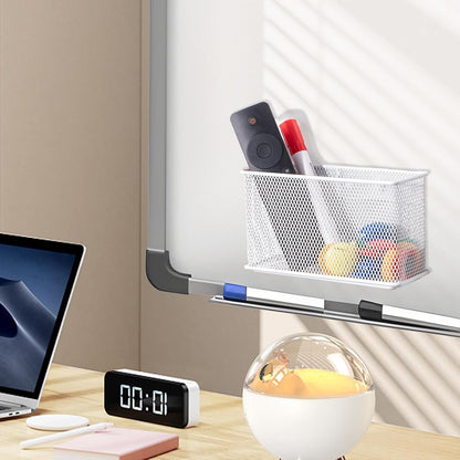 White Magnetic Basket, Magnetic Shelf Pencil Holder for Refrigerator, Wire Mesh Magnetic Bin, Magnetic Organizer Whiteboard Desktop Storage, 6.29"x2.28"x3.54"