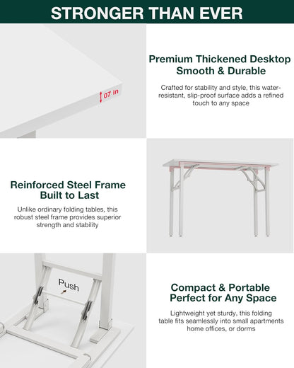 Frylr Small Folding Computer Desk – Portable 35.8 Inch Foldable Laptop Table, Collapsible and Compact for Easy Storage and Fast Setup, Lightweight for Small Spaces, Craft and Study Use, White