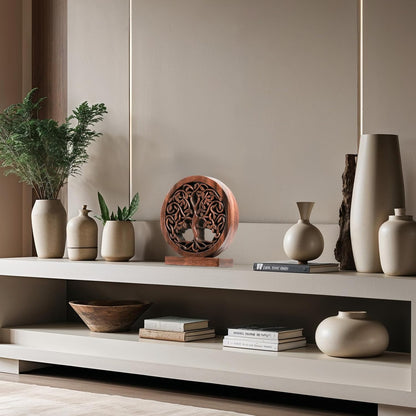 Decozen Solid Wood Tree of Life Sculpture - Home Decor, Living Room, Boho, Shelf, Coffee Table, Centerpiece Table Decorations, Mantle, Dining Table Centerpiece, Bathroom Shelf, Entryway, Farmhouse