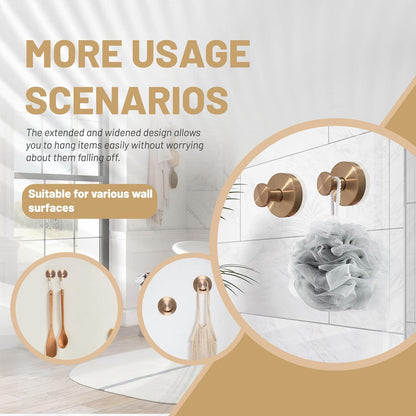 4pcs Suction Cup Hooks for Shower,Shower Towel Suction Hooks,No Drill Towel Hooks for Bathroom Wall,Kitchen,Glass,Mirror,Tile to Hang Towels,Robes,Loofah (Rose Gold)