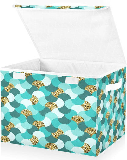 susiyo Abstract Sand Sea Waves fabric storage baskets with lids,Collapsible Storage Boxes,Foldable storage boxes with handles for Home,Office,Closet Organization