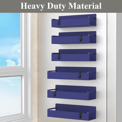 6 Pack Magnetic Spice Rack Organizer for Refrigerator and Oven, Dark Blue Fridge Organizers and Storage for Kitchen