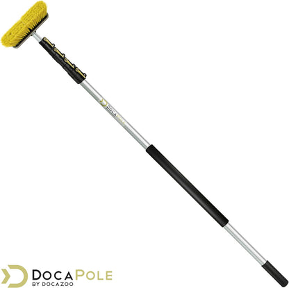 DOCA Scrub Brush 7-30 Ft with Long Handle Extension Pole - Outdoor Broom and Scrubbing Brush for House Floor, Deck, Patio, Car - Medium Brush