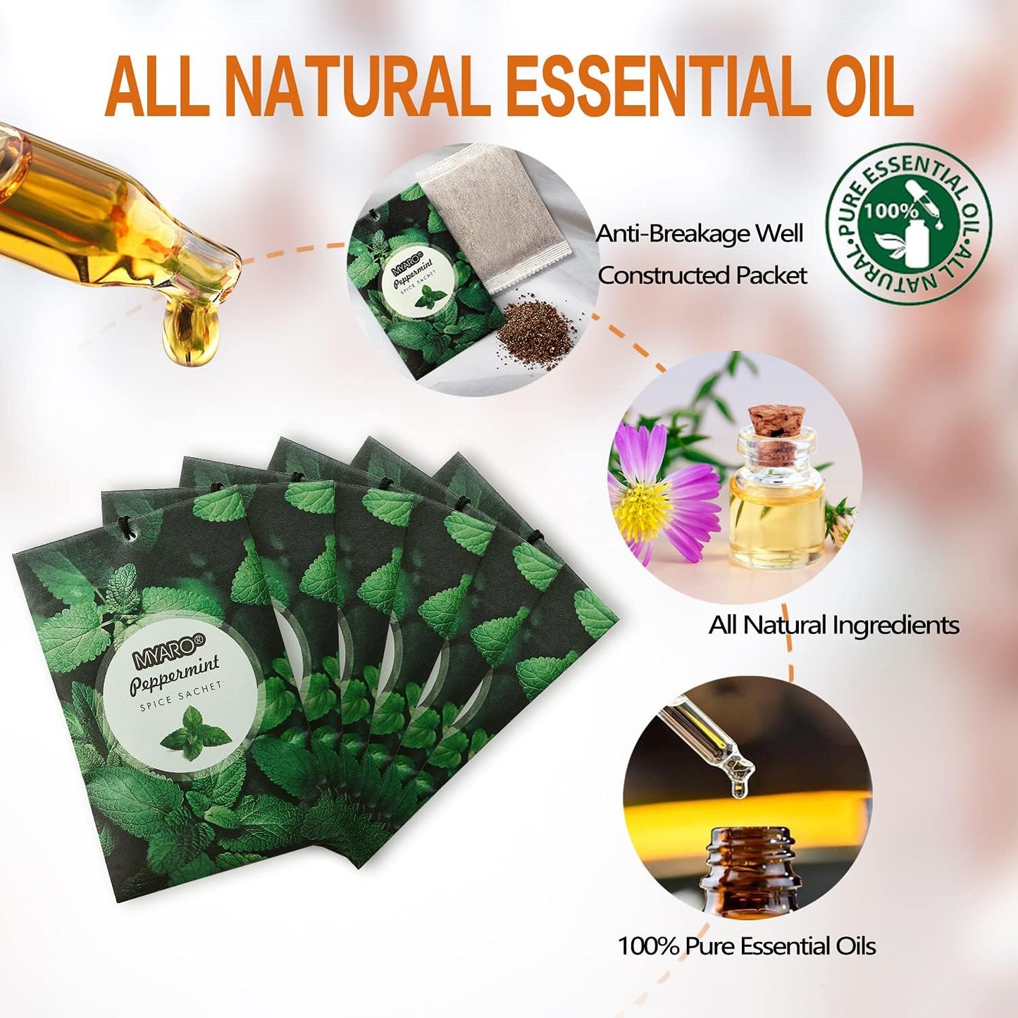 MYARO 12 Packs Peppermint Potpourri Bags Sachets for Drawer and Closet, Long-Lasting Drawer fresheners Closet sachets Home Fragrance