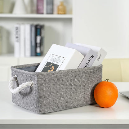 TheWarmHome Storage Bins for Shelves - 11.8x7.9x5.2 inch Grey Small Storage Baskets for Organizing, Fabric Storage Cubes Closet Organizer for Home Nursery Gift Decorative (Gray)