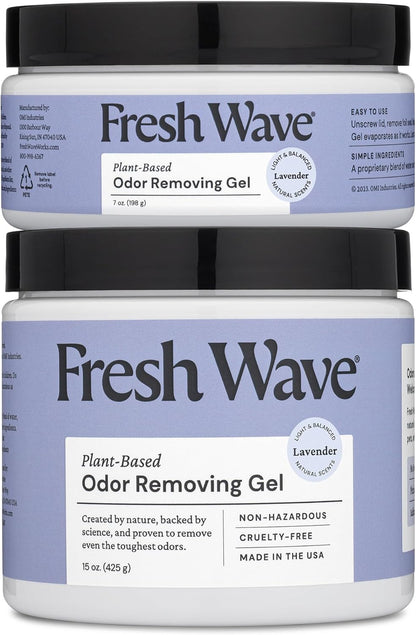 Fresh Wave Lavender Odor Removing Gel, 15 oz. & 7 oz.| Safer Odor Absorbers for Home | Natural Plant-Based Odor Eliminator | Every 7 oz. lasts 30-60 Days | For Cooking, Smoke, Trash & Pets