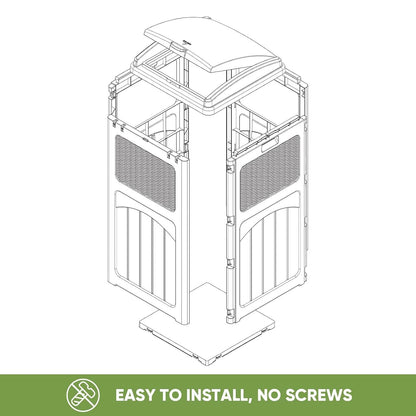 Patiowell 36 Gallon Outdoor Trash Can, Resin Outdoor Garbage Can with Lid for Patio, Backyard, Deck, Gray (2 Pack)