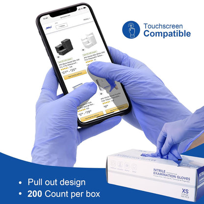 JMU 200 Count Medical Nitrile Gloves Medium, 3.5 Mil Powder Free Latex Free Disposable Gloves for Medical, Cooking, Cleaning