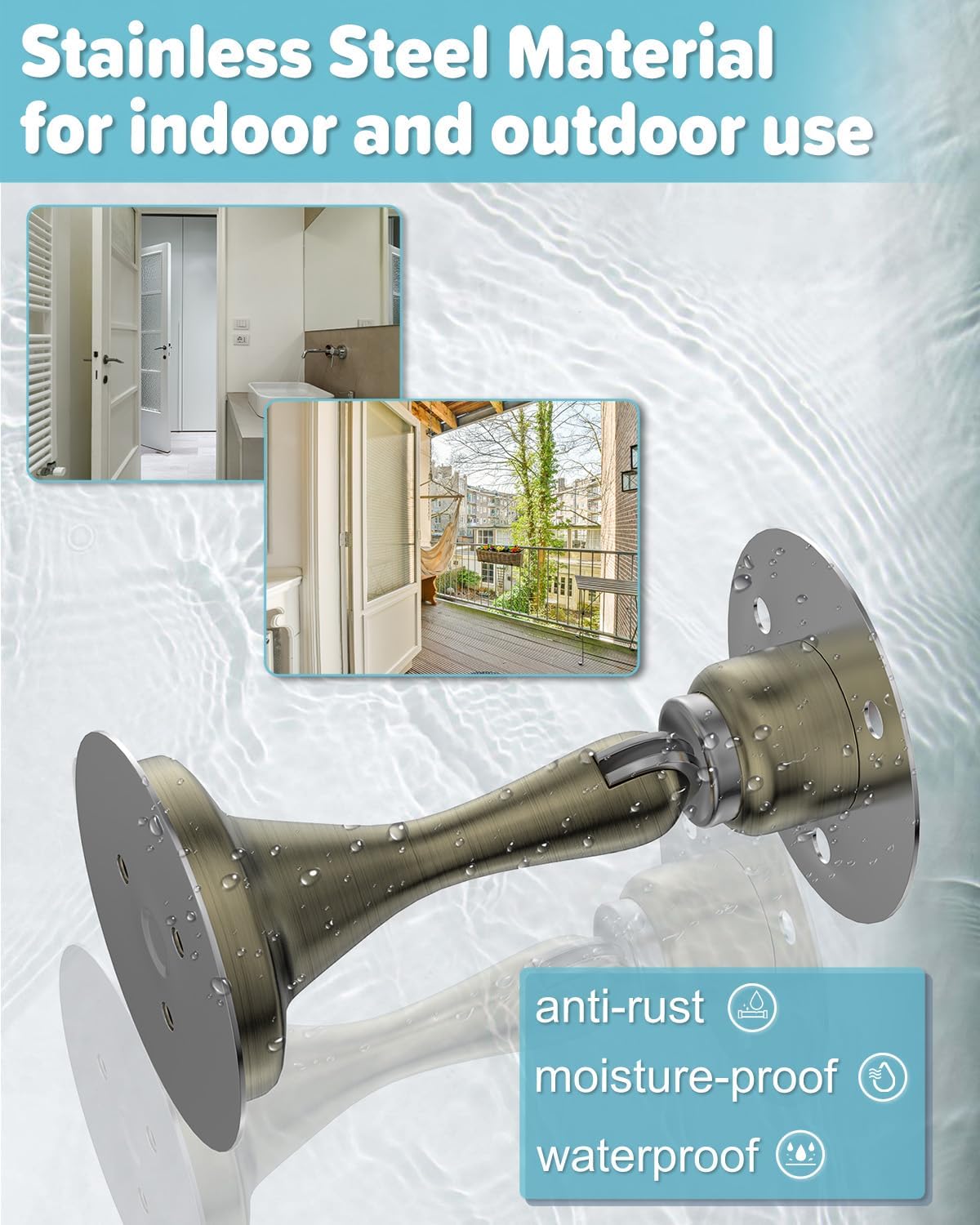 Door Stoppers Magnetic Door Catch - 6 Pack Stainless Steel Heavy Duty Door Stops for Bottom of Door, Wall & Floor Mounting No-Drill Strong Adhesive & Screws, Strong Door Holder to Keep Door Open