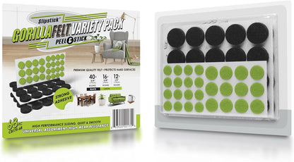 Slipstick Gorilla Felt ¾ Inch Furniture Pads (68 Pcs) Premium Furniture Pads & Chair Leg Floor Protectors for Hardwood Floors & Hard Surfaces