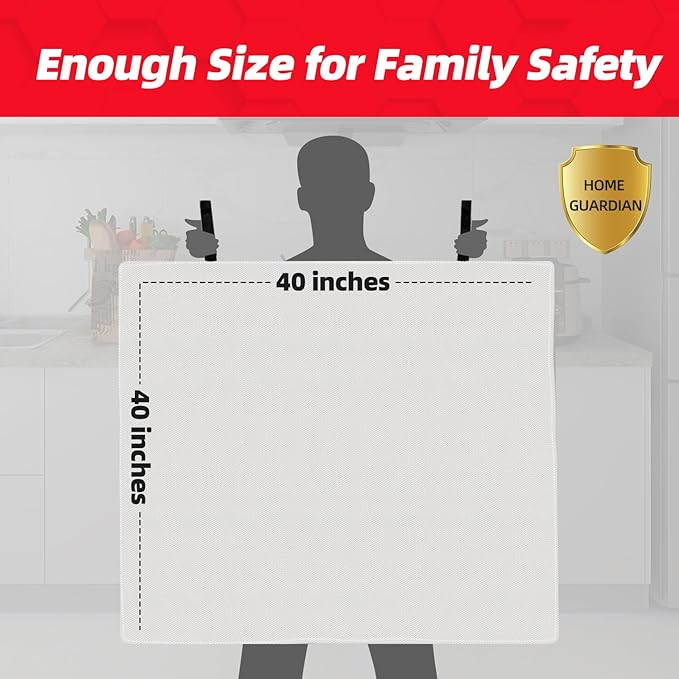 LaSyL Fire Blanket Emergency for Home, 40" x 40"(Pack of 2), Fire Supression Blanket Good for Home Safety, Kitchen, and Camping,Hurricane Preparedness Items