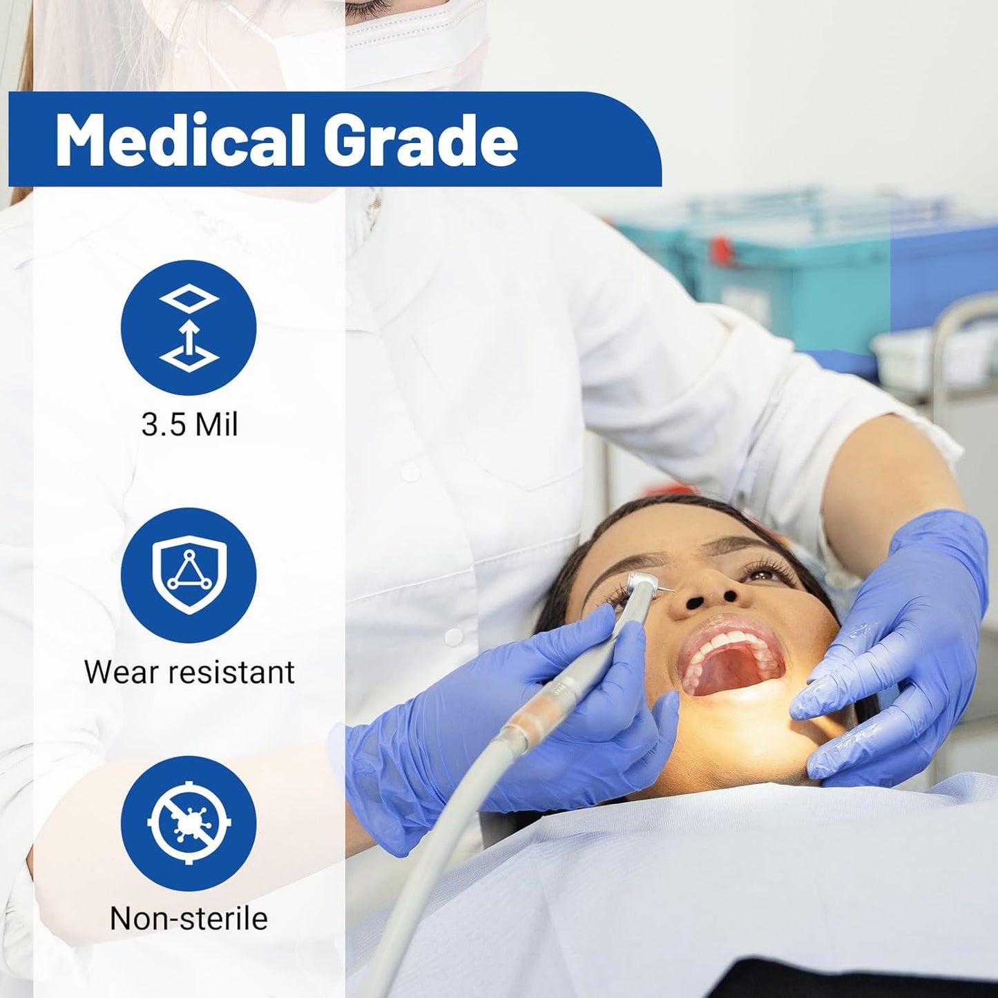 JMU 200 Count Nitrile Gloves Small, 3.5 Mil Powder Free Latex Free Disposable Gloves for Medical, Cooking, Cleaning