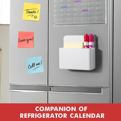 BEYGORM 2 Pack Plastics Magnetic Pen Holder for Refrigerator, Dry Erase Marker Holder for Whiteboard，Magnet School Locker Organizer Accessories, Pencil Cup, Pen Caddy, Classroom Organization(White)