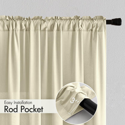 MIULEE Cream Beige Privacy Sheer Curtains That Let Light in 96 Inches Long Non-See-Through Semi Sheer Curtain Light Filtering Window Curtains Drapes for Living Room Bedroom 2 Panels Set 42 X 96