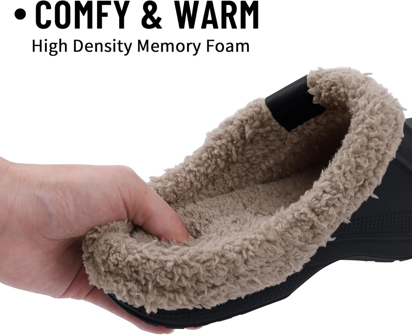Beslip Classic Fur Lined Clogs Waterproof Winter Fuzzy Slippers for Women Men Indoor and Outdoor