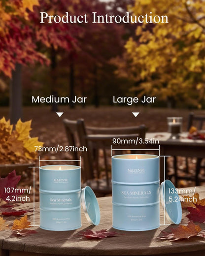 M&SENSE Sea Minerals Scented Candles Ocean Large, Natural Soy Candles 21.2oz 120 Hour Slow Burning,Coconut Candles for Stress Relief Meditation Relaxing,Summer Soy Candle.
