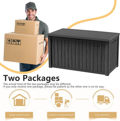 Vixzen 180 Gallon Resin Deck Box, Lockable Outdoor Storage Box for Patio Cushions Storage Furniture,Garden Tools, Pool Supplies, Weatherproof and UV Resistant- Black