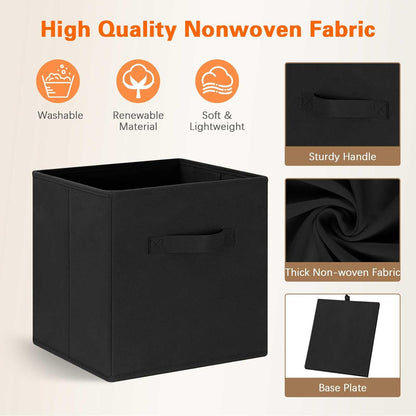 GhvyenntteS Storage Cubes 12 Pack, 11 Inch Cube Storage Bins with Dual Handles, Collapsible Heavy Duty Fabric Bins for Shelves Closet, Baskets for Organizing Clothes Bedding Toys Books (Black)