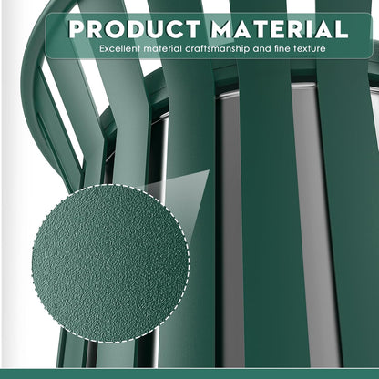 16 Gallon Round Large Outdoor Trash Can, Heavy Duty Metal Slatted Garbage Can Outdoor, All Weather Resistant Commercial Garbage Cans, Waste Receptacle in Park, School, Beach, Patio (Green, Large)