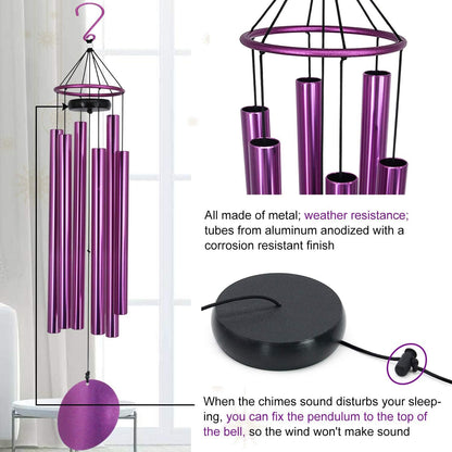 Memorial Wind Chimes Outdoor Large Deep Tone,36 Inch Wind Chimes Unique Tuned Relaxing Soothing Melody,Sympathy WindChimes for Mom,Dad，Garden, Yard, Patio, Porch，Home Decoration and Gift,(Purple)