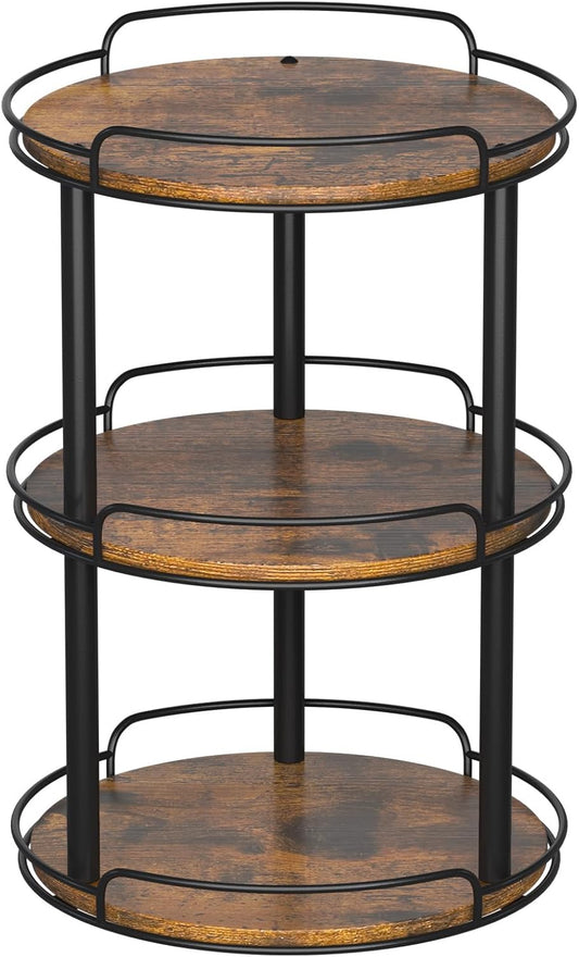 LAMU 12.2'' Wood Lazy Susan Turntable Organizer for Cabinet, 3 Tier Lazy Susan Spice Rack Organizer for Kitchen, Table Top, Countertop, Pantry, Bathroom