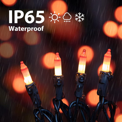 Minetom 100-count 25Ft.Yellow & Orange Candy Corn Incandescent Mini Halloween String Lights for Outdoor & Indoor Halloween Decoration, Waterproof & Connectable