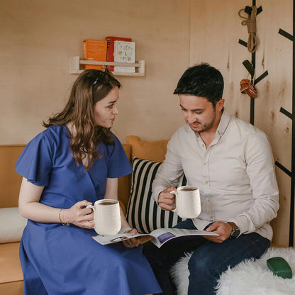 Hasense Coffee Mugs Set of 4, 15 Ounce Porcelain Latte Mug Set with Handle for Morning Coffee Tea and Cocoa, Ceramic Coffee Cups with Unqiue Glaze for Men, Women, Plain