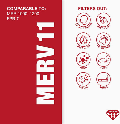 Aerostar 12x18x1 MERV 11 Pleated Air Filter, AC Furnace Air Filter, 6 Pack (Actual Size: 11 1/2" x 17 1/2" x 3/4")