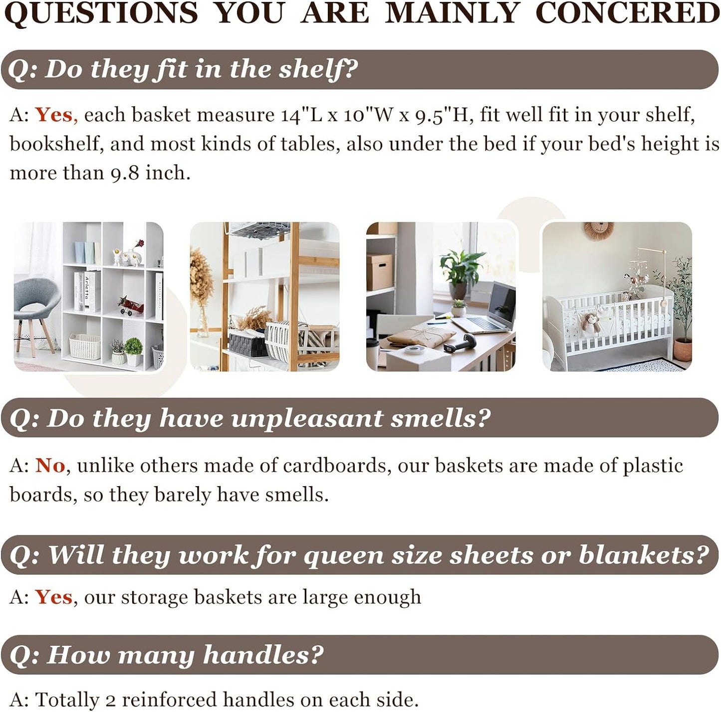 Criusia Closet Organizers and Storage Baskets - 6 Pack Shelf Organizer Bins with Handles - Clothes Storage Bins for Bedroom Nursery Home Closet Organization - Blanket Toy Storage Organizer