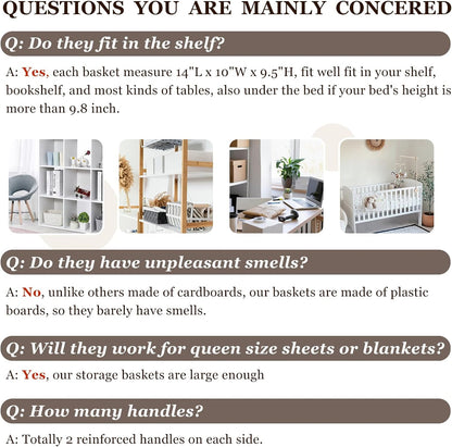 Criusia Closet Organizers and Storage Baskets - 6 Pack Shelf Organizer Bins with Handles - Clothes Storage Bins for Bedroom Nursery Home Closet Organization - Blanket Toy Storage Organizer