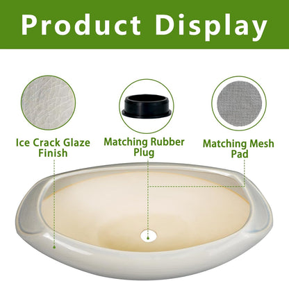 Bonsai Pots 18 Inch - Ceramic Succulent Pots with Drainage Hole Decorative Plant Pot Indoor Large Outdoor Planter Modern Flower Pot for Home Garden Room Decor Gray