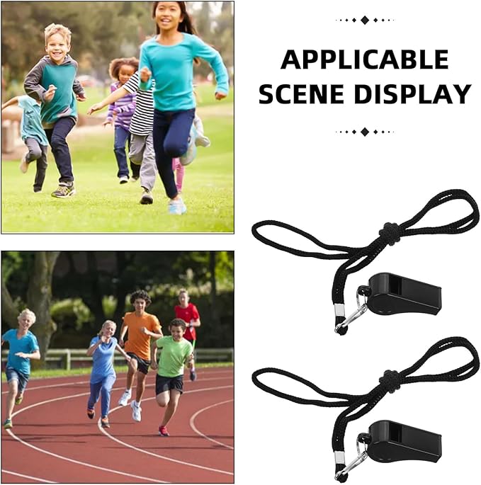 2pcs Black Abs Whistle with Lanyard Loud Outdoor Survival and Referee Whistles for Coaches Training Emergency Safety Signal Lightweight Portable Design