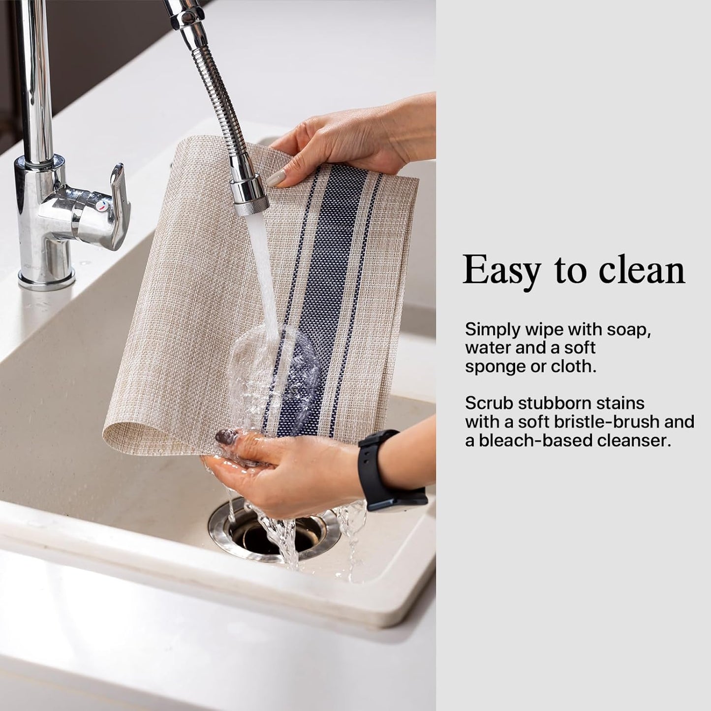 Placemats Set of 12 - Easy Clean Woven Vinyl Placemats for Dining Table, Indoor/Outdoor Place Mats, Washable PVC Table Mats（Blue Skyline）